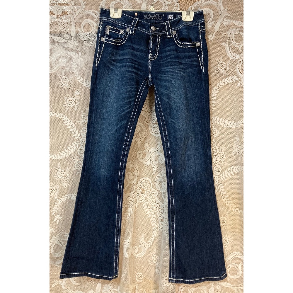 Miss Me Heavy Stitch Flap Pocket Bootcut Jeans